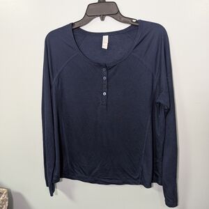 Stars Above Navy Blue Women's Henley Pajama Top